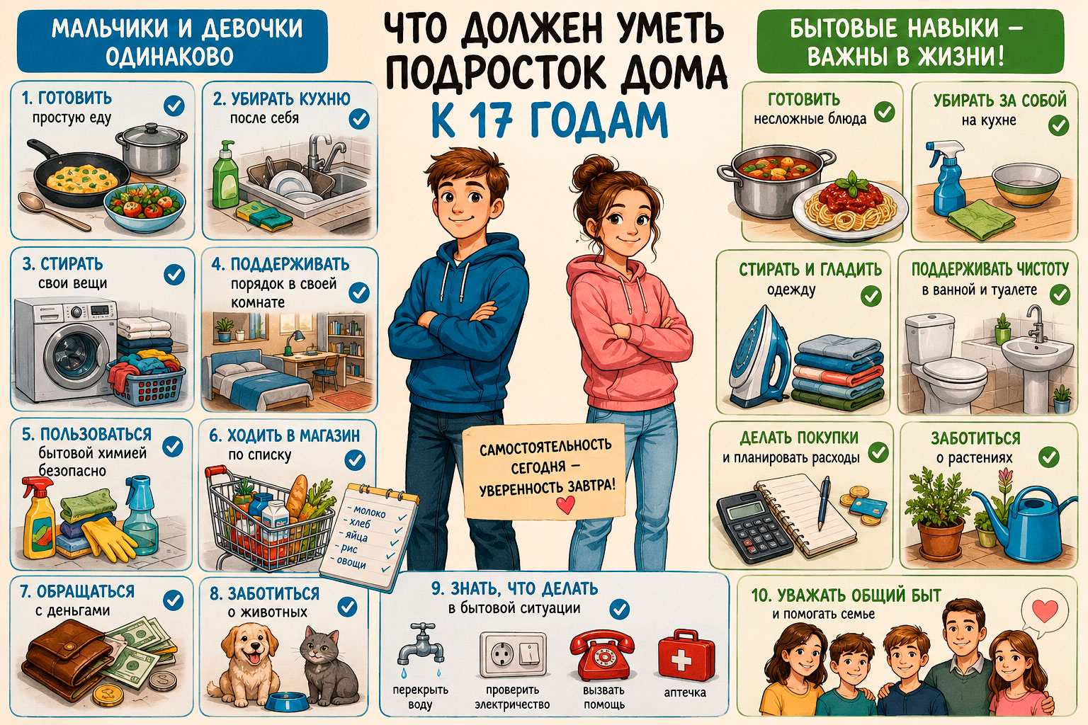 Что должен уметь подросток дома к 17 годам – мальчики, девочки Что должен уметь подросток дома к 17 годам – мальчики, девочки