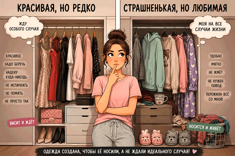 Почему красивую одежду носят редко, а любимую страшненькую – постоянно? Почему красивую одежду носят редко, а любимую страшненькую – постоянно?