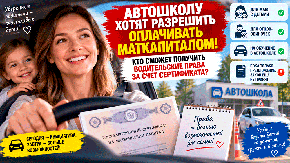 Автошколу хотят разрешить оплачивать маткапиталом – кто сможет получить водительские права за счёт сертификата