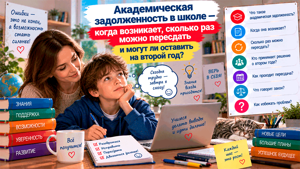 Академическая задолженность в школе – когда возникает, сколько раз можно пересдать и могут ли оставить на второй год Академическая задолженность в школе – когда возникает, сколько раз можно пересдать и могут ли оставить на второй год