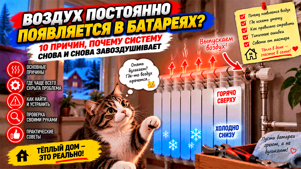 Воздух постоянно появляется в батареях – 10 причин, почему систему снова и снова завоздушивает Воздух постоянно появляется в батареях – 10 причин, почему систему снова и снова завоздушивает