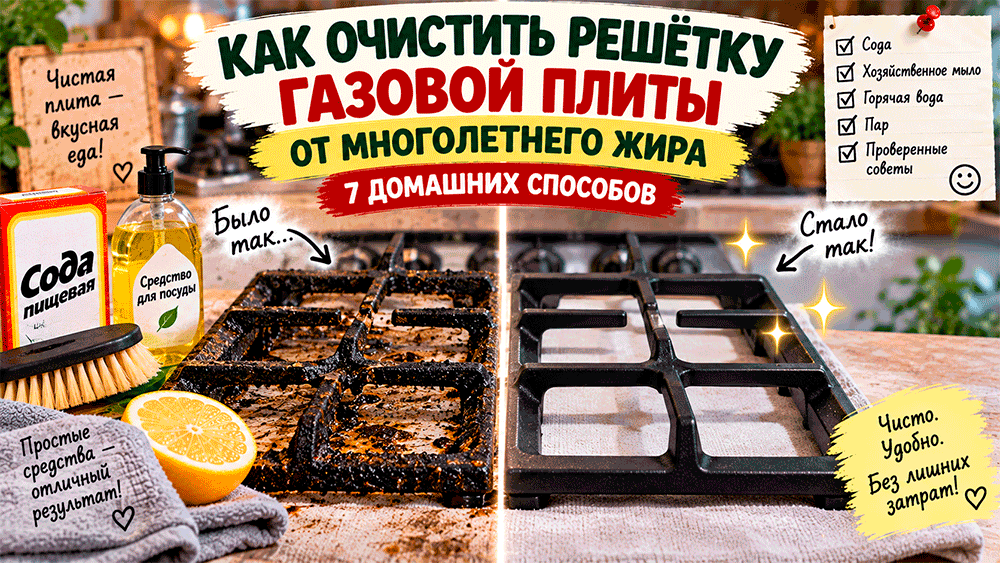 Как очистить решётку газовой плиты от многолетнего жира – 7 домашних способов