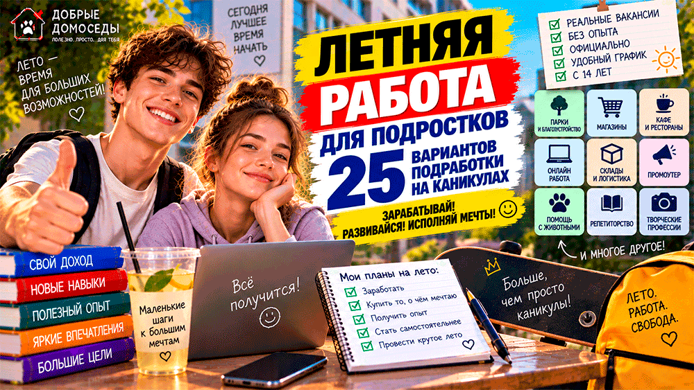 Летняя работа для подростков – 25 вариантов подработки школьникам на каникулах Летняя работа для подростков – 25 вариантов подработки школьникам на каникулах