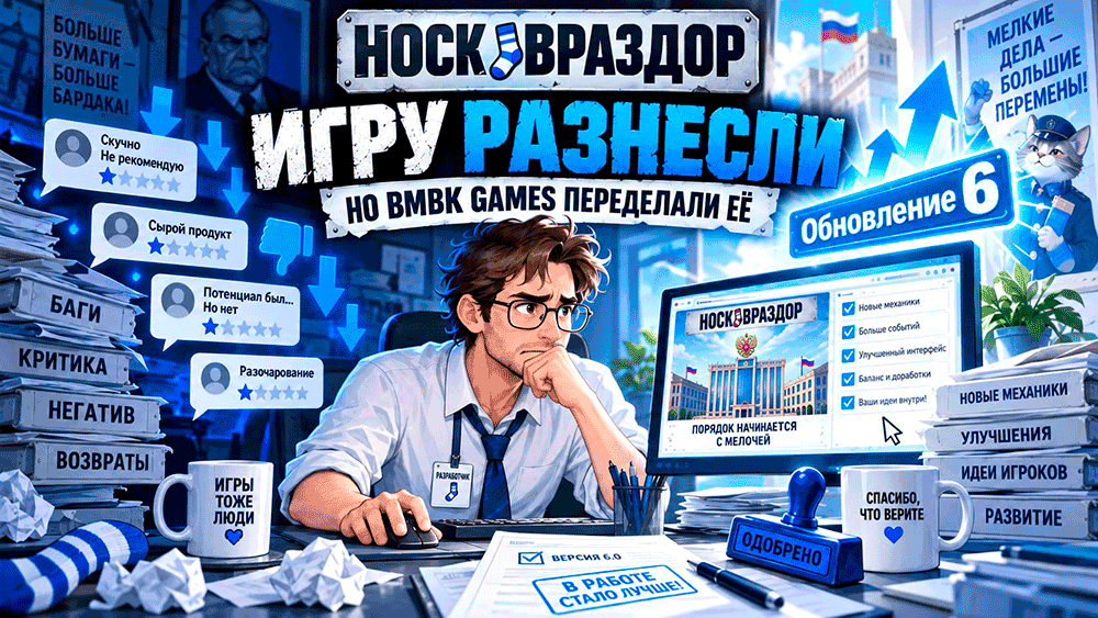 «Носковраздор» сначала разнесли в отзывах – разработчики не сдались и фактически переделали игру в «Обновлении 6»