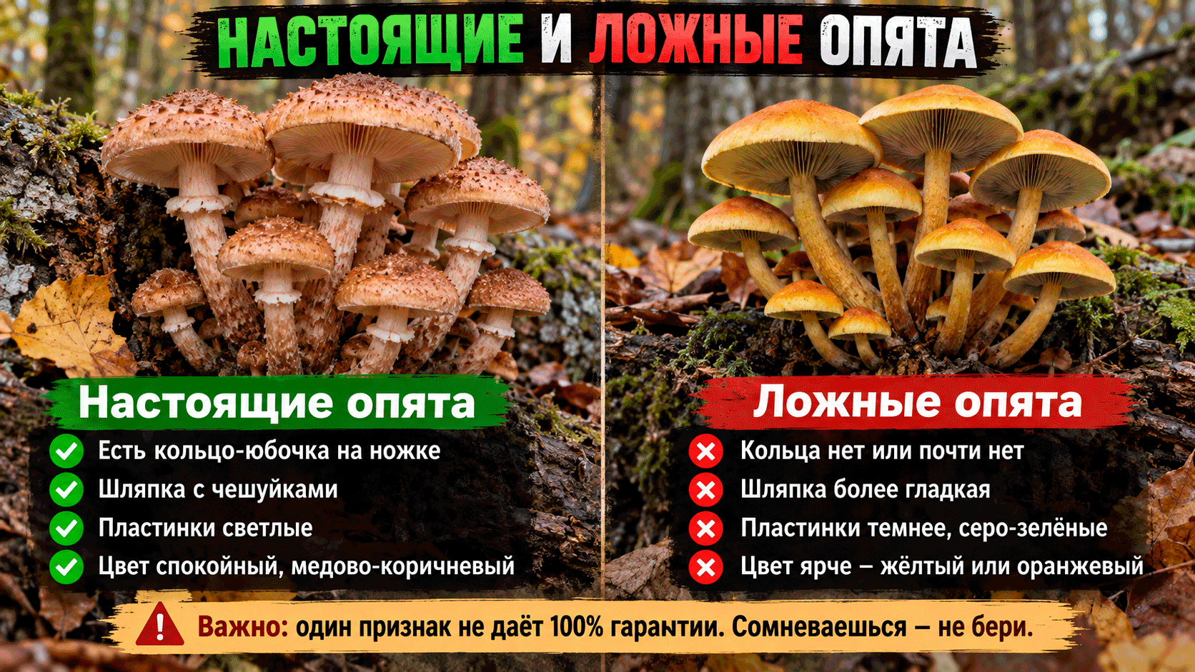 Опята пошли стеной – как отличить настоящие от ложных и не принести из леса опасный гриб?