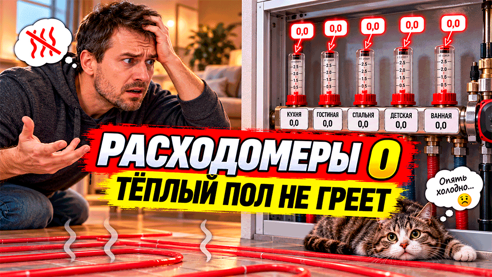 Почему расходомеры тёплого пола показывают ноль – что мешает воде идти через коллектор Почему расходомеры тёплого пола показывают ноль – что мешает воде идти через коллектор