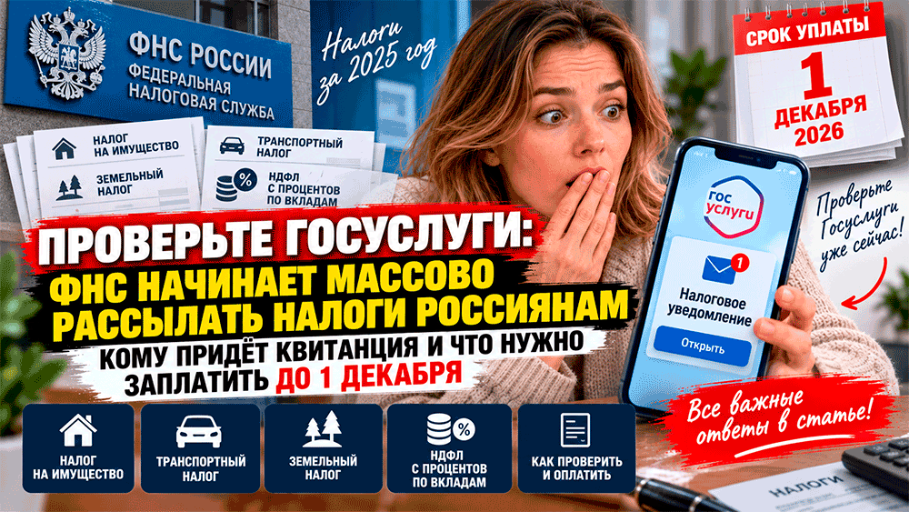Проверьте Госуслуги – ФНС начинает массово рассылать налоги россиянам – кому придёт квитанция и что нужно заплатить до 1 декабря