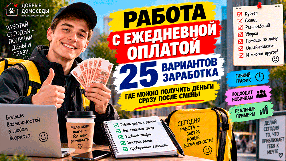 Работа с ежедневной оплатой – 25 вариантов, где можно получить деньги сразу после смены Работа с ежедневной оплатой – 25 вариантов, где можно получить деньги сразу после смены