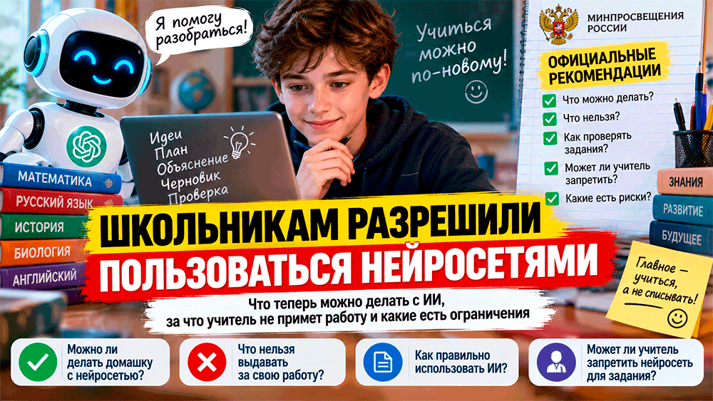 Школьникам разрешили пользоваться нейросетями – что теперь можно делать с ИИ и за что учитель не примет работу Школьникам разрешили пользоваться нейросетями – что теперь можно делать с ИИ и за что учитель не примет работу
