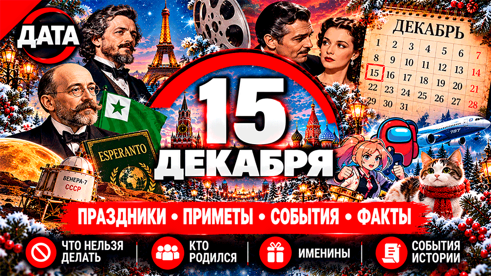 15 декабря – праздники, народные приметы, что нельзя делать, именины, знаменитости и события истории 15 декабря – праздники, народные приметы, что нельзя делать, именины, знаменитости и события истории