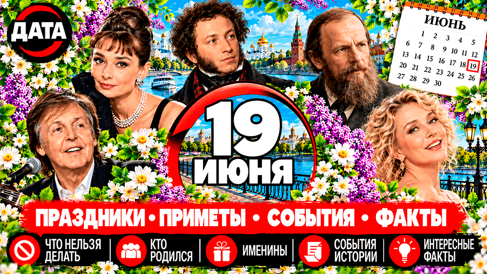 19 июня – какой сегодня праздник, народные приметы, что нельзя делать, именины, знаменитости и события истории 19 июня – какой сегодня праздник, народные приметы, что нельзя делать, именины, знаменитости и события истории