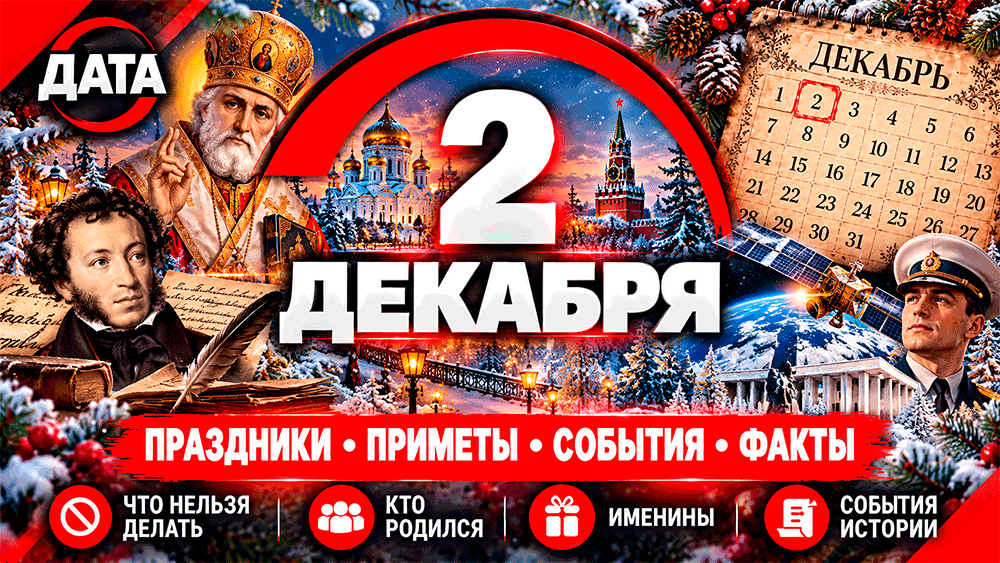 2 декабря – праздники, народные приметы, что нельзя делать, именины, знаменитости и события истории