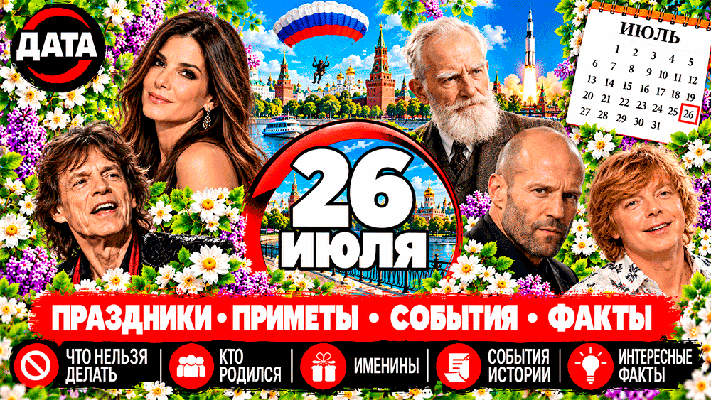 26 июля – какой сегодня праздник, народные приметы, что нельзя делать, именины, знаменитости и события истории 26 июля – какой сегодня праздник, народные приметы, что нельзя делать, именины, знаменитости и события истории