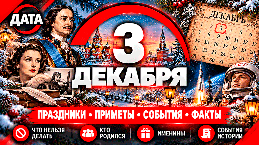3 декабря – праздники, народные приметы, что нельзя делать, именины, знаменитости и события истории 3 декабря – праздники, народные приметы, что нельзя делать, именины, знаменитости и события истории