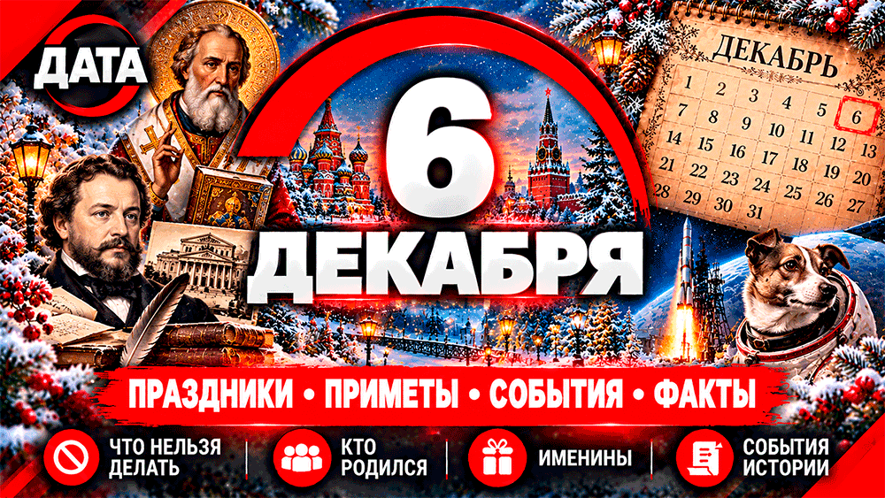 6 декабря – праздники, народные приметы, что нельзя делать, именины, знаменитости и события истории 6 декабря – праздники, народные приметы, что нельзя делать, именины, знаменитости и события истории
