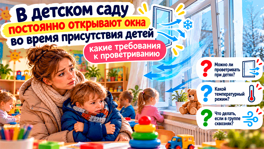 В детском саду постоянно открывают окна при детях – какие требования к проветриванию и можно ли держать группу на сквозняке В детском саду постоянно открывают окна при детях – какие требования к проветриванию и можно ли держать группу на сквозняке