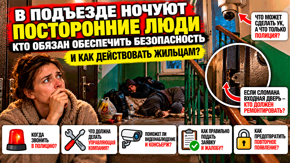 В подъезде ночуют посторонние люди – кто обязан обеспечить безопасность и как действовать жильцам
