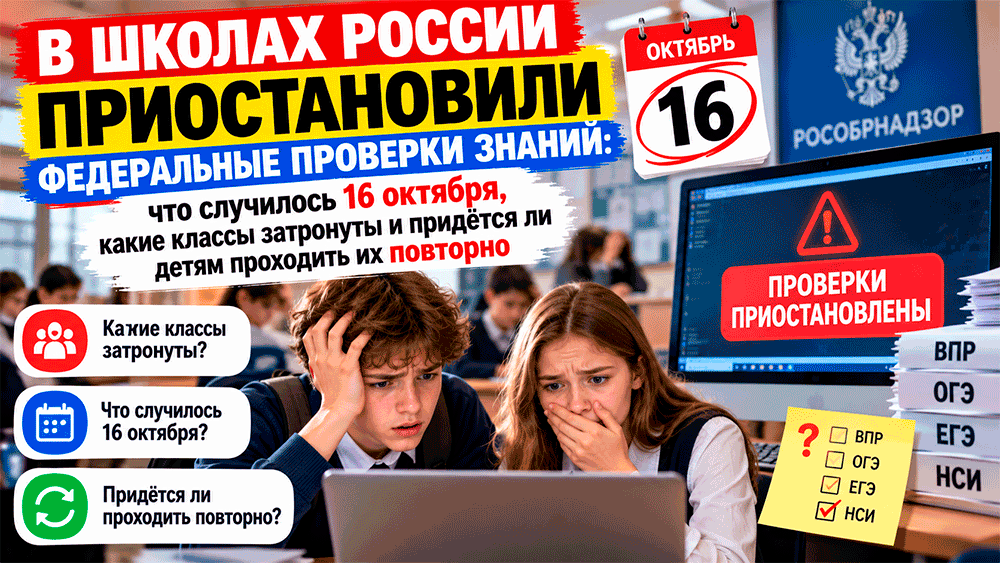 В школах России приостановили федеральные проверки знаний – что случилось 16 октября, какие классы затронуты В школах России приостановили федеральные проверки знаний – что случилось 16 октября, какие классы затронуты