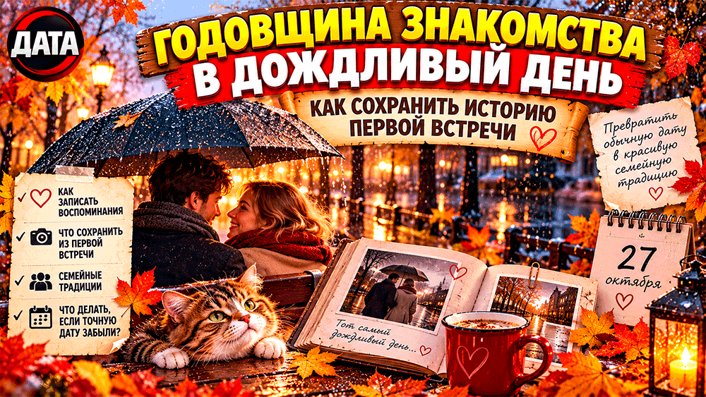 Годовщина знакомства в дождливый день – как сохранить историю первой встречи и превратить обычную дату в красивую семейную традицию Годовщина знакомства в дождливый день – как сохранить историю первой встречи и превратить обычную дату в красивую семейную традицию