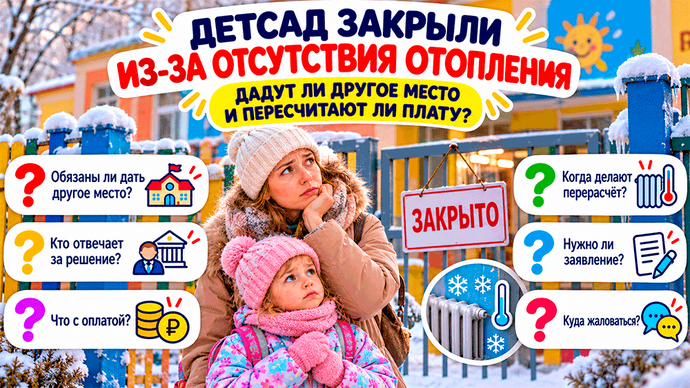 Детсад закрыли из-за отсутствия отопления – обязаны ли предоставить другое место и должны ли пересчитать плату Детсад закрыли из-за отсутствия отопления – обязаны ли предоставить другое место и должны ли пересчитать плату
