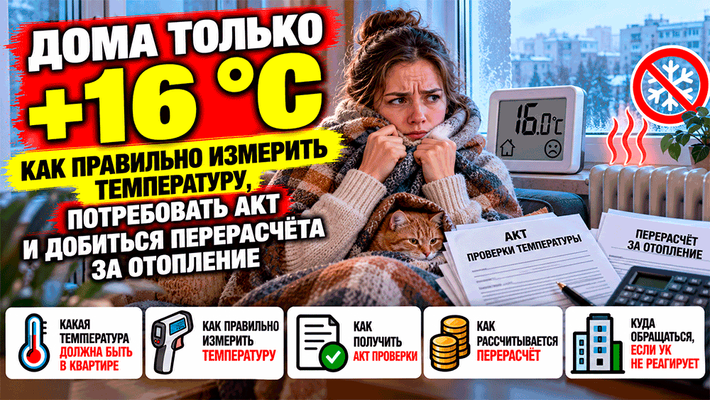 Дома только +16 °C и как правильно измерить температуру, потребовать акт и добиться перерасчёта за отопление Дома только +16 °C и как правильно измерить температуру, потребовать акт и добиться перерасчёта за отопление