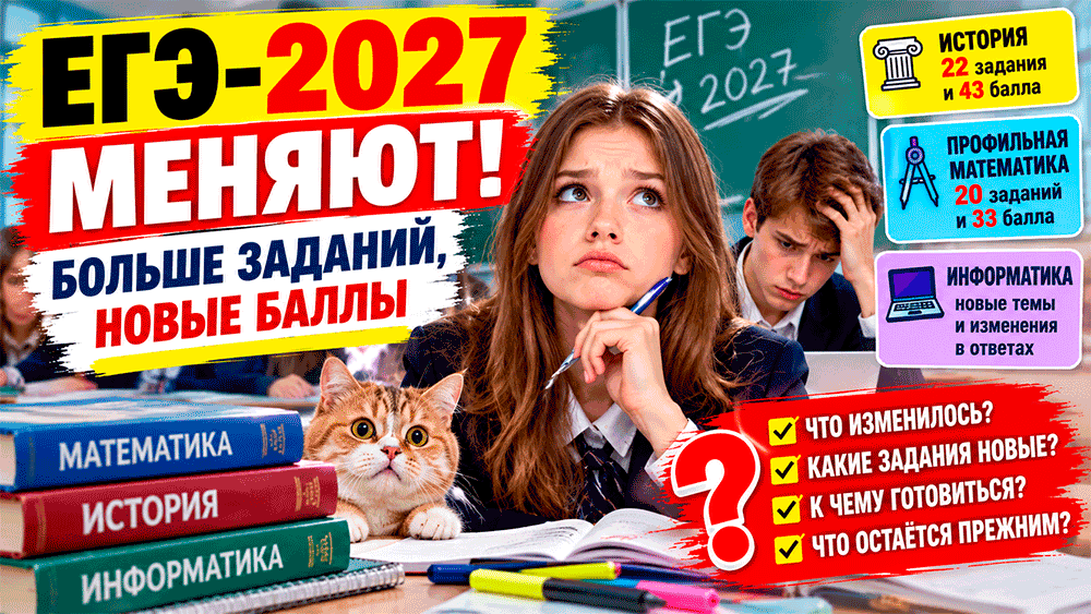 ЕГЭ-2027 меняют и заданий станет больше, баллы пересчитают – что ждёт выпускников и к чему готовиться уже сейчас ЕГЭ-2027 меняют и заданий станет больше, баллы пересчитают – что ждёт выпускников и к чему готовиться уже сейчас