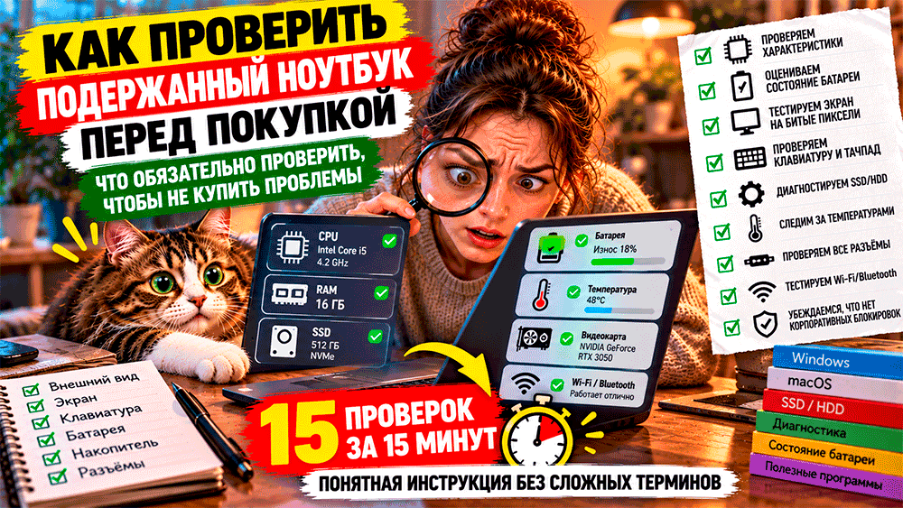 Как проверить подержанный ноутбук перед покупкой – 15 проверок за 15 минут, которые помогут не купить неисправный компьютер