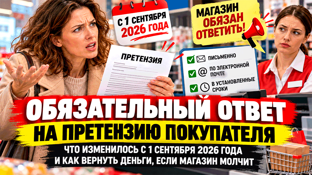 Магазины теперь обязаны письменно отвечать на претензии покупателей – что изменилось с 1 сентября 2026 года и как вернуть деньги Магазины теперь обязаны письменно отвечать на претензии покупателей – что изменилось с 1 сентября 2026 года и как вернуть деньги
