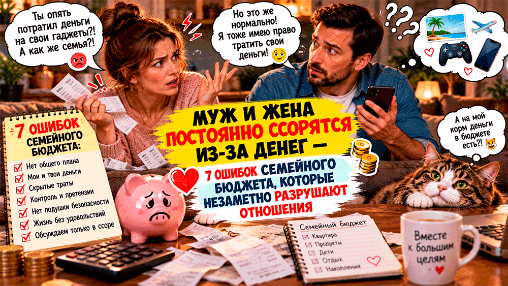 Муж и жена постоянно ссорятся из-за денег – 7 ошибок семейного бюджета, которые незаметно разрушают отношения Муж и жена постоянно ссорятся из-за денег – 7 ошибок семейного бюджета, которые незаметно разрушают отношения