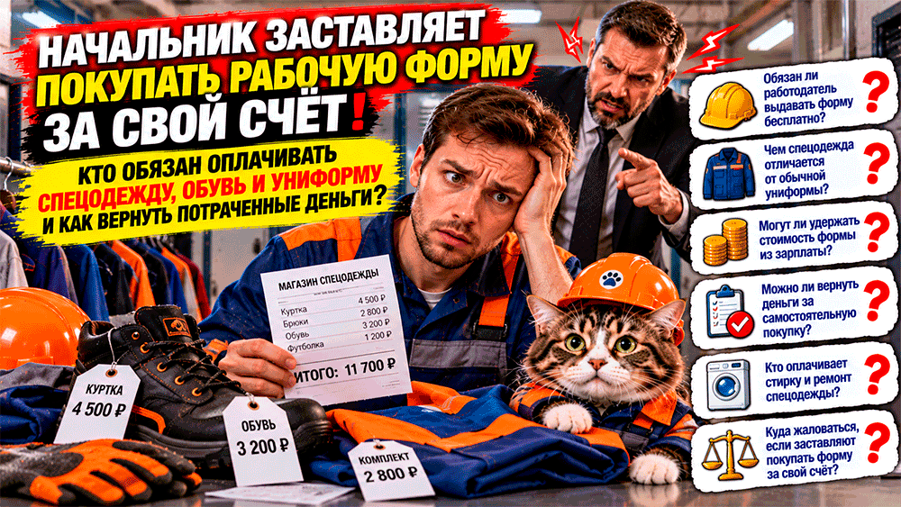Начальник заставляет покупать рабочую форму за свой счёт – кто обязан оплачивать спецодежду, обувь и униформу Начальник заставляет покупать рабочую форму за свой счёт – кто обязан оплачивать спецодежду, обувь и униформу