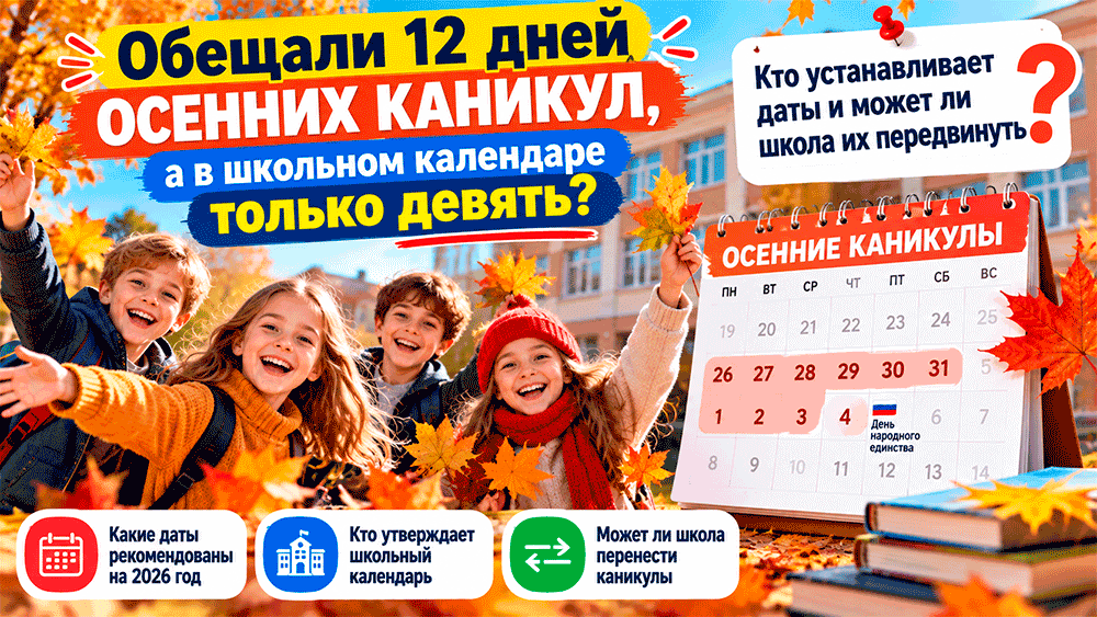 Обещали 12 дней осенних каникул, а в школьном календаре только девять – кто устанавливает даты и может ли школа их передвинуть
