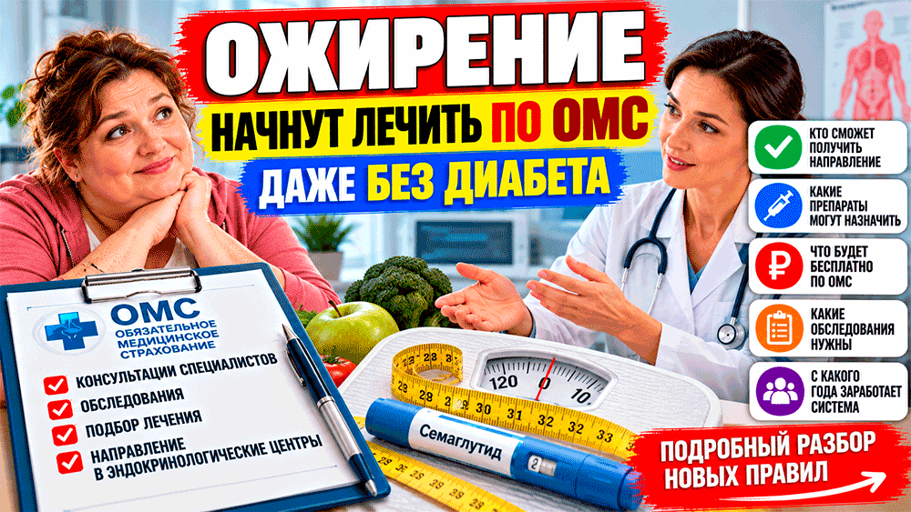 Ожирение начнут лечить по ОМС даже без диабета – кому дадут направление в специальные центры, какие препараты смогут назначить и что действительно будет бесплатно Ожирение начнут лечить по ОМС даже без диабета – кому дадут направление в специальные центры, какие препараты смогут назначить и что действительно будет бесплатно