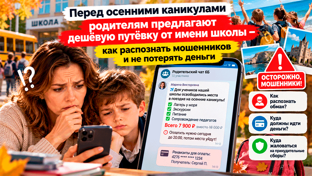 Перед осенними каникулами родителям предлагают дешёвую путёвку от имени школы – как распознать мошенников и не потерять деньги Перед осенними каникулами родителям предлагают дешёвую путёвку от имени школы – как распознать мошенников и не потерять деньги