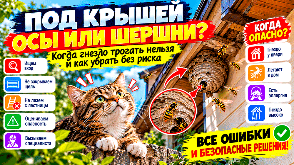 Под крышей поселились осы или шершни – когда гнездо трогать нельзя и как убрать его без риска
