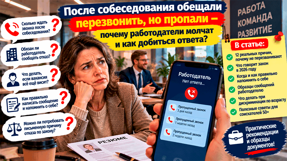 После собеседования обещали перезвонить и пропали – почему работодатели молчат, сколько ждать ответа и как добиться объяснений