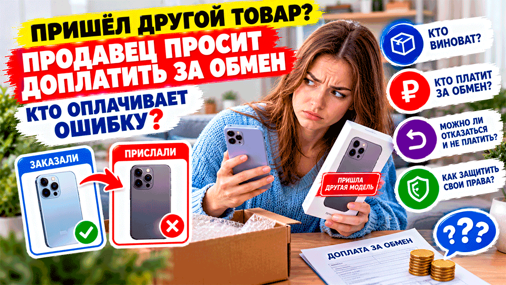 Продавец прислал товар другой модели и предлагает доплатить за обмен – кто оплачивает ошибку Продавец прислал товар другой модели и предлагает доплатить за обмен – кто оплачивает ошибку