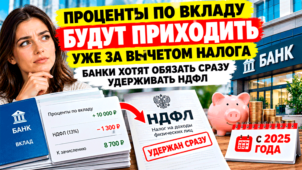 Проценты по вкладу будут приходить уже за вычетом налога – банки хотят обязать сразу удерживать НДФЛ