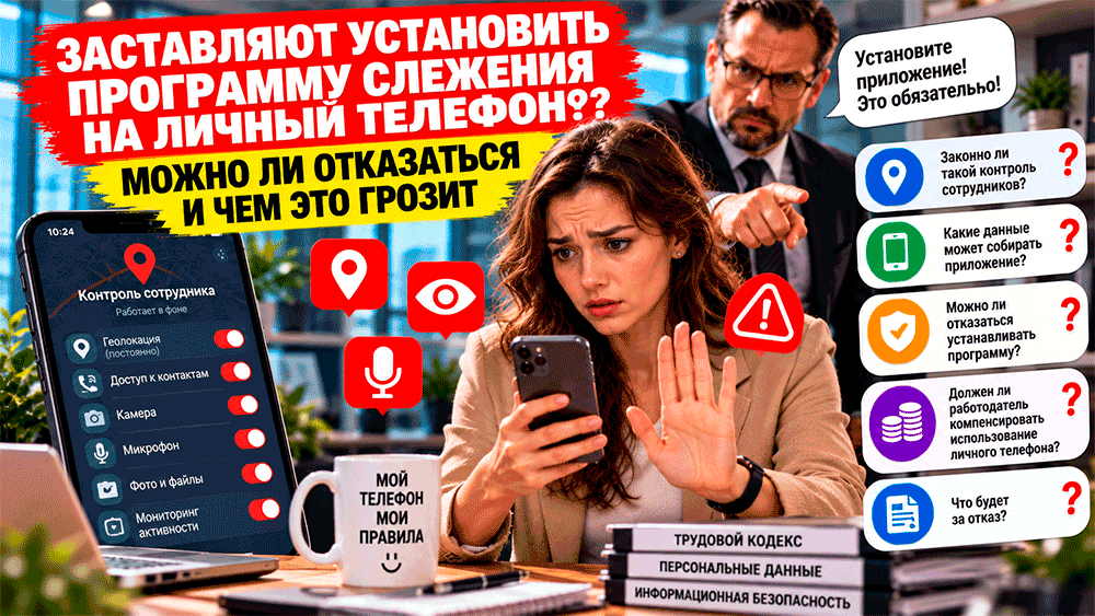 Работника заставляют устанавливать программу слежения на личный смартфон – можно ли отказаться Работника заставляют устанавливать программу слежения на личный смартфон – можно ли отказаться