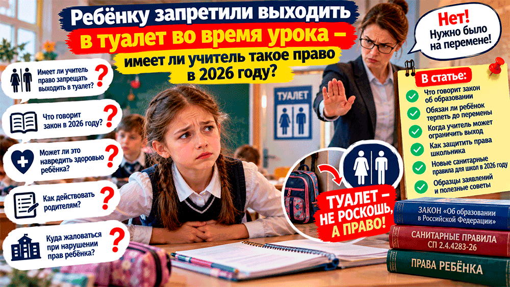 Ребёнку запретили выходить в туалет во время урока – имеет ли учитель такое право Ребёнку запретили выходить в туалет во время урока – имеет ли учитель такое право