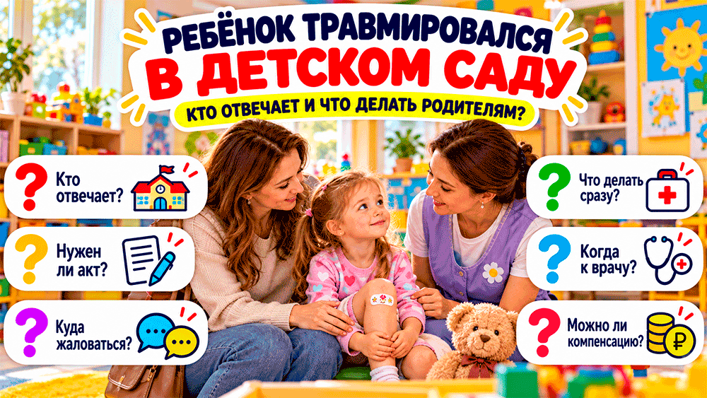Ребёнок травмировался в детском саду, а воспитатель ничего не видел – кто отвечает и что делать родителям