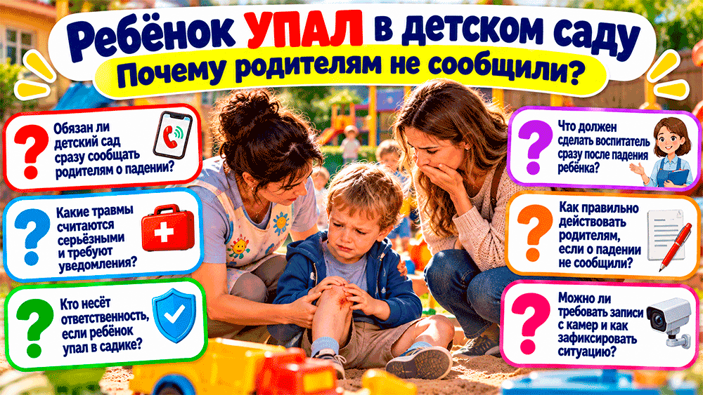 Ребёнок упал на прогулке в детском саду, а воспитатель рассказал только вечером Ребёнок упал на прогулке в детском саду, а воспитатель рассказал только вечером