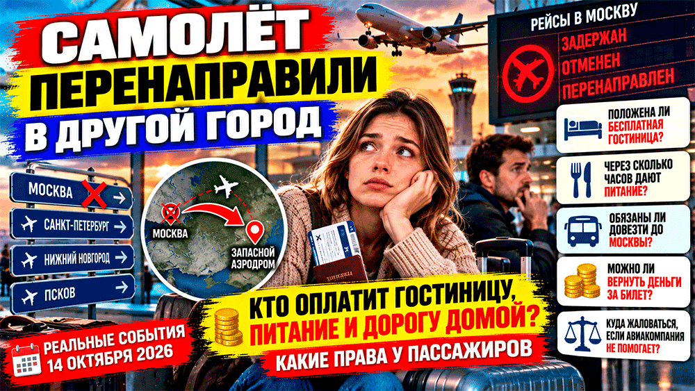 Самолёт перенаправили в другой город из-за закрытия аэропорта – кто оплатит гостиницу, питание и дорогу домой – какие права у пассажиров Самолёт перенаправили в другой город из-за закрытия аэропорта – кто оплатит гостиницу, питание и дорогу домой – какие права у пассажиров