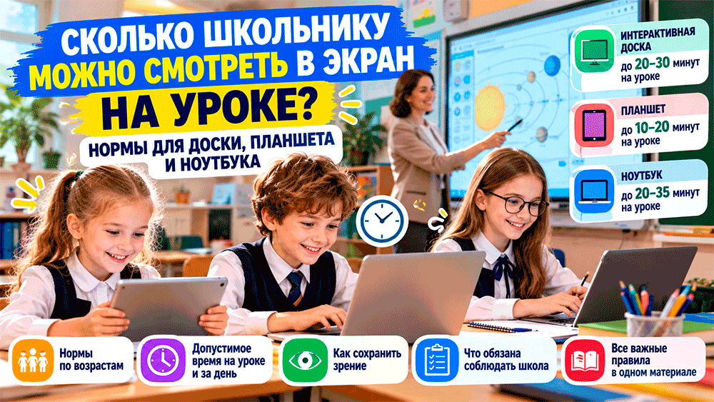 Сколько школьнику можно смотреть в экран на уроке – нормы для доски, планшета и ноутбука Сколько школьнику можно смотреть в экран на уроке – нормы для доски, планшета и ноутбука