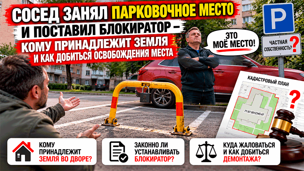 Сосед самовольно занял парковочное место во дворе и поставил блокиратор – кому принадлежит земля и как добиться освобождения места Сосед самовольно занял парковочное место во дворе и поставил блокиратор – кому принадлежит земля и как добиться освобождения места
