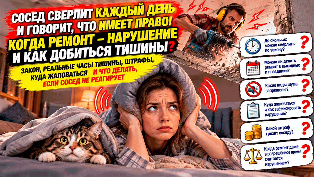 Сосед сверлит каждый день и говорит, что имеет право – когда ремонт даже в разрешённое время может быть нарушением Сосед сверлит каждый день и говорит, что имеет право – когда ремонт даже в разрешённое время может быть нарушением