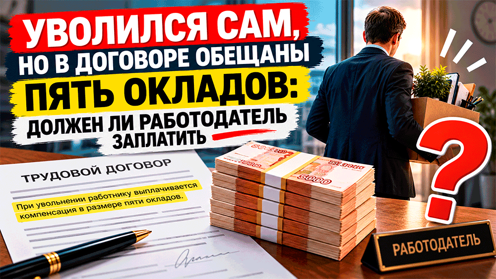 Уволился сам, но в договоре обещаны пять окладов – должен ли работодатель заплатить? Уволился сам, но в договоре обещаны пять окладов – должен ли работодатель заплатить?