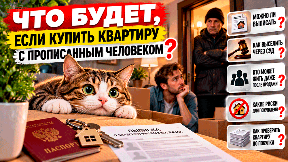 Что будет, если купить квартиру с прописанным человеком – можно ли его выписать, выселить через суд и кто имеет право жить даже после продажи Что будет, если купить квартиру с прописанным человеком – можно ли его выписать, выселить через суд и кто имеет право жить даже после продажи