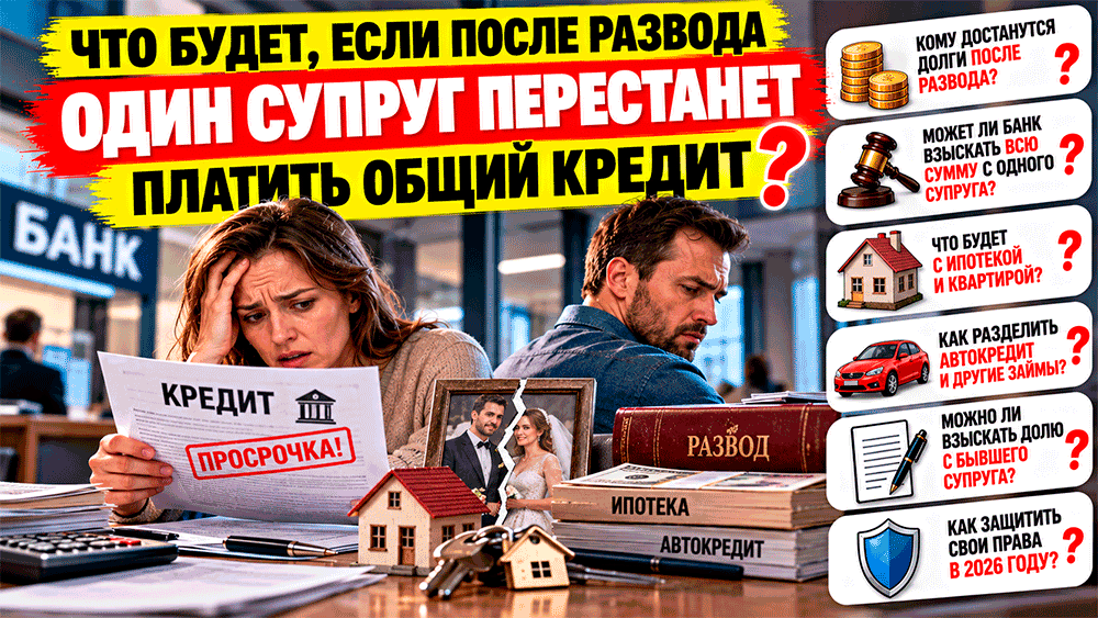Что будет, если после развода один супруг перестанет платить общий кредит – кому достанутся долги, может ли банк взыскать всю сумму