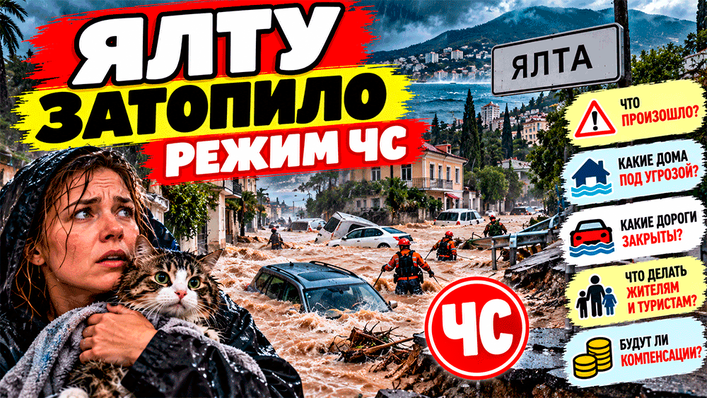 Ялту затопило после мощных ливней – где объявили режим ЧС, какие дома и дороги под угрозой и что делать жителям и туристам